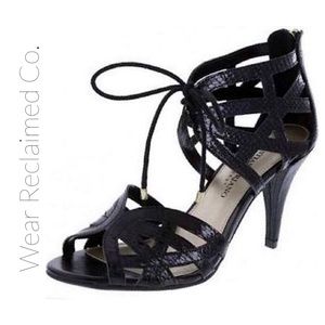 CHRISTIAN SIRIANO Black Lace Up Heels. 8.5
